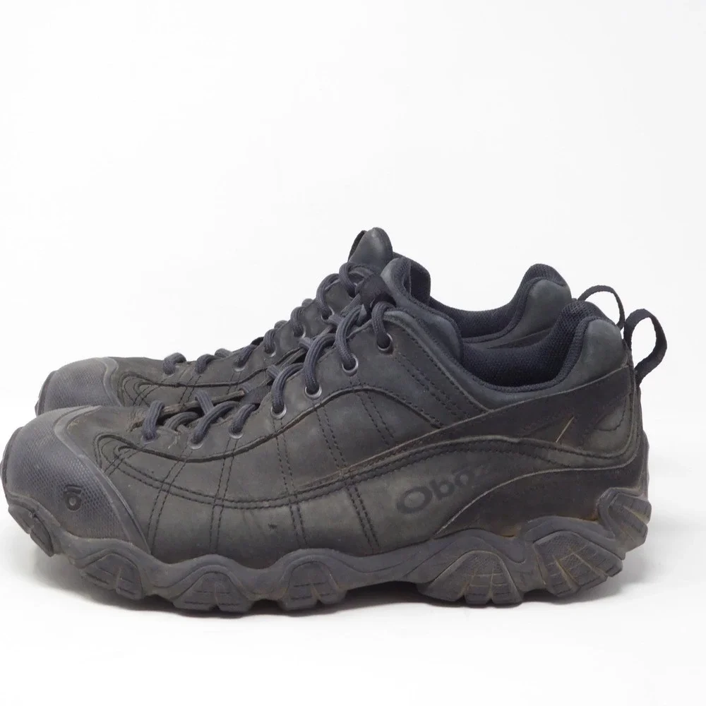 Oboz Mens Firebrand II Hiking Shoes Black Nubuck Leather 10.5